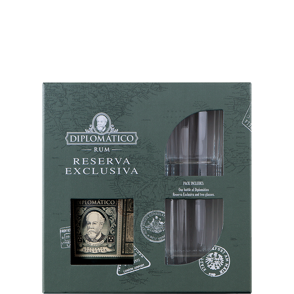 Diplomatico Rum Reserva Exclusiva with Glasses Gift 750ml Btl