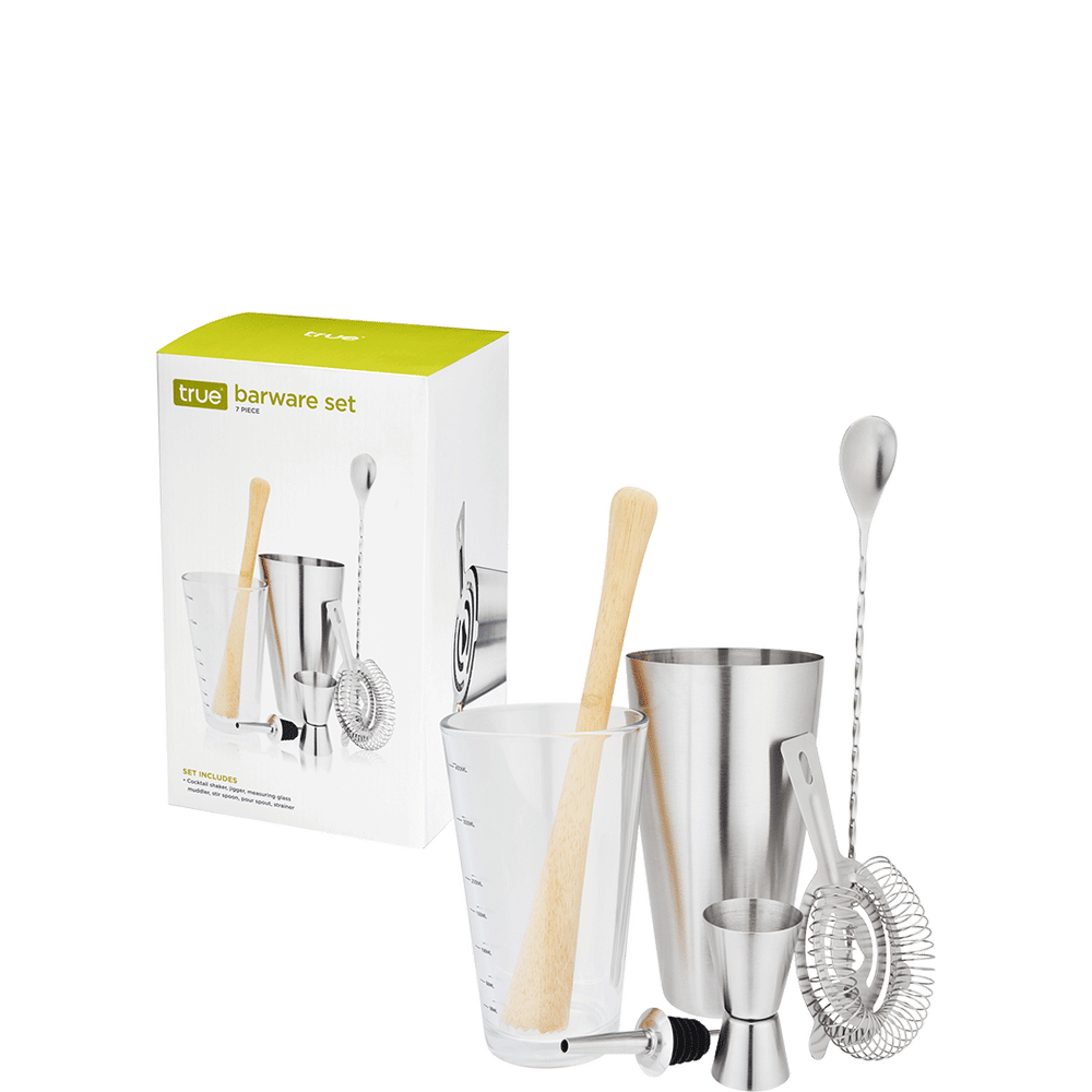 True 3-Piece Barware Set with 7 Cocktail Recipes and Measurements