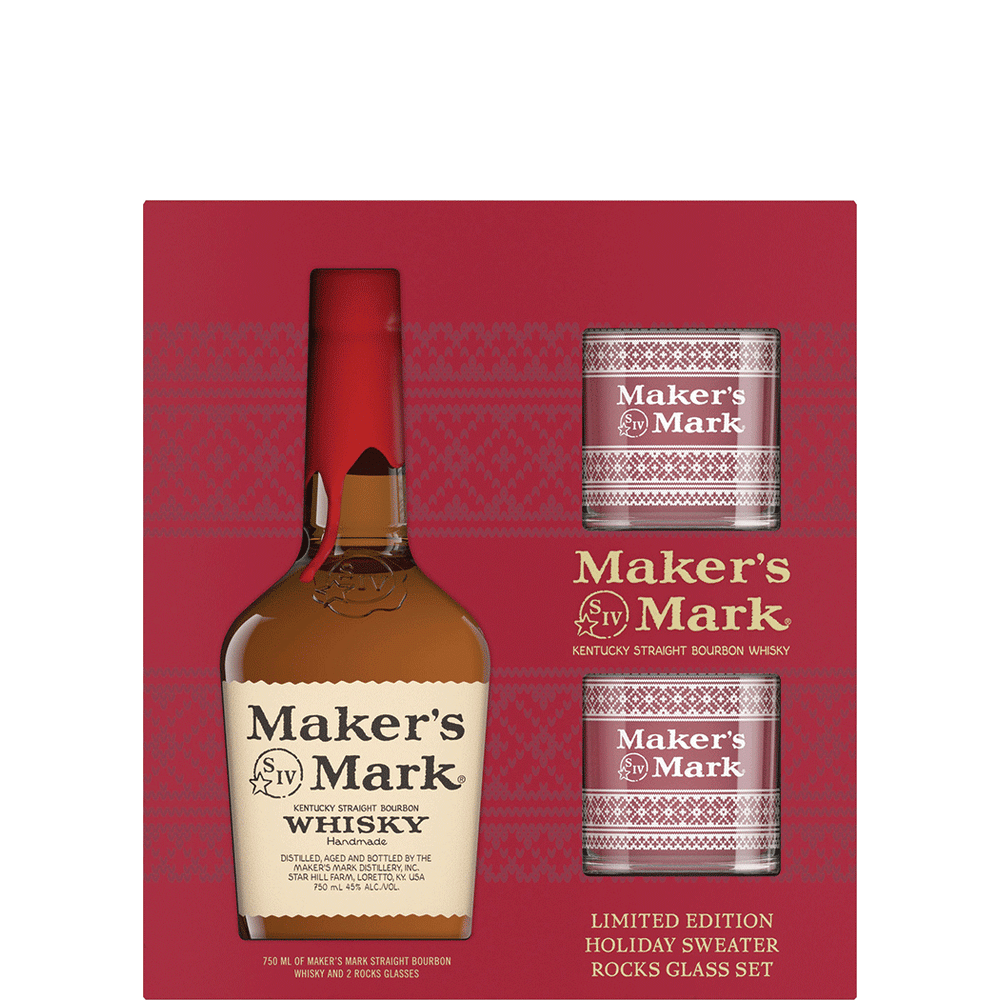 Maker's Mark Bourbon Whiskey with Two Glasses Gift 750ml Btl
