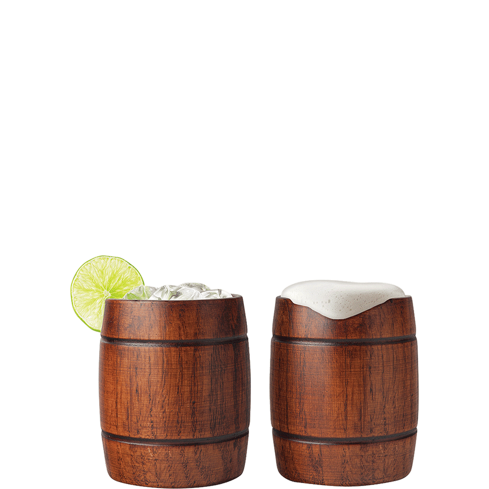 Handmade Wood Barrel Cocktail Tumblers - 12 oz - Set of 2