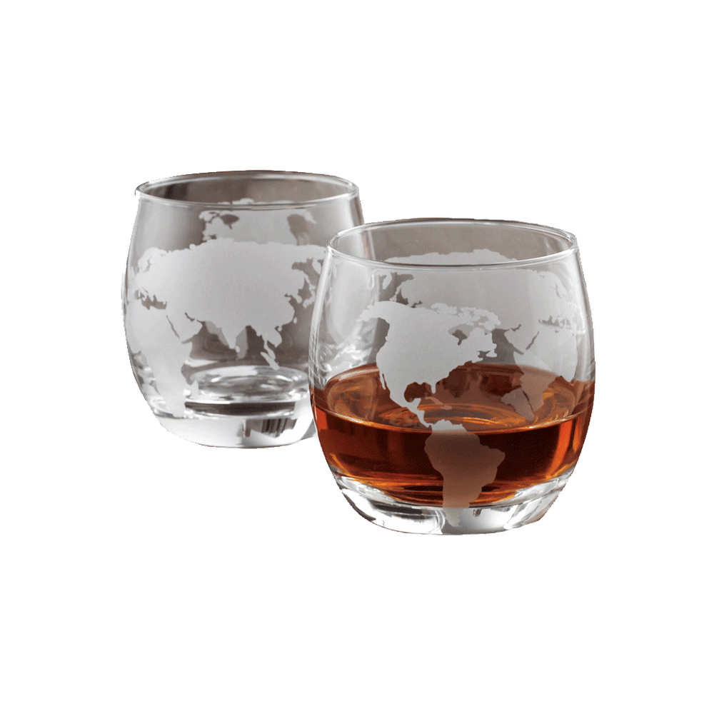 Etched Globe Whiskey Glasses 2pk Total Wine & More