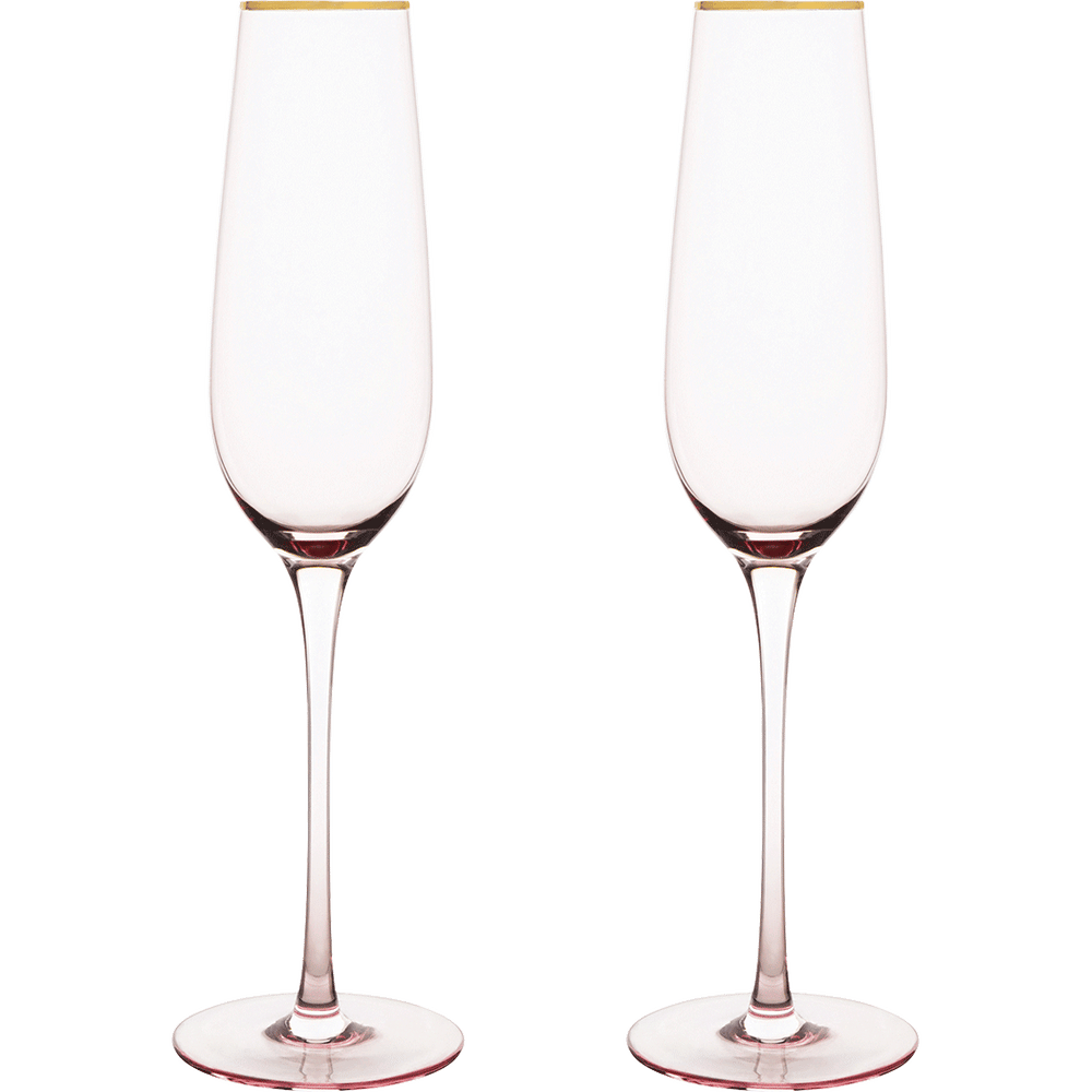JoyJolt Windsor 4.3 oz. Gold Rim Crystal Champagne Flute Glass Set (Set of 2)  JWI10143 - The Home Depot