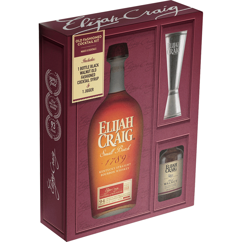 Elijah Craig Bourbon with Old Fashioned Mix & Jigger Gift Elijah Craig Bourbon with Old Fashioned Mix & Jigger Gift