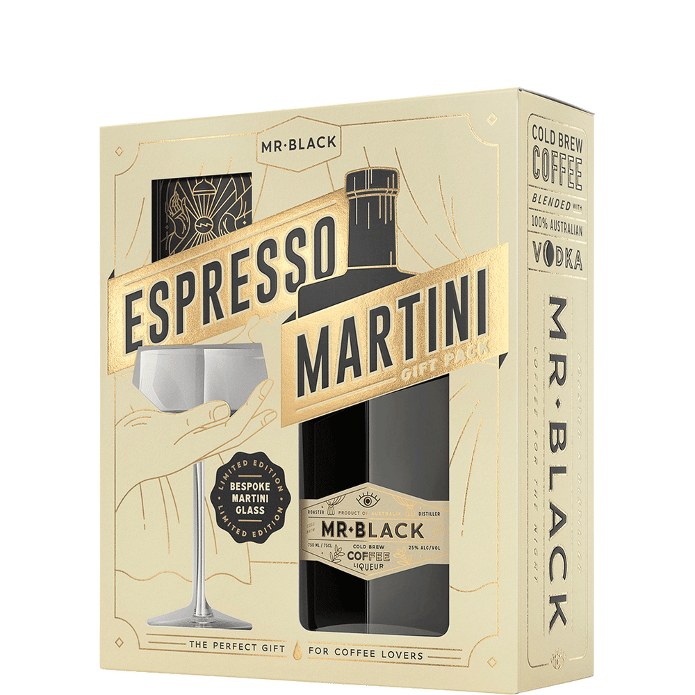 Mr. Black Espresso Martini with recipes and Martini Glass Gift