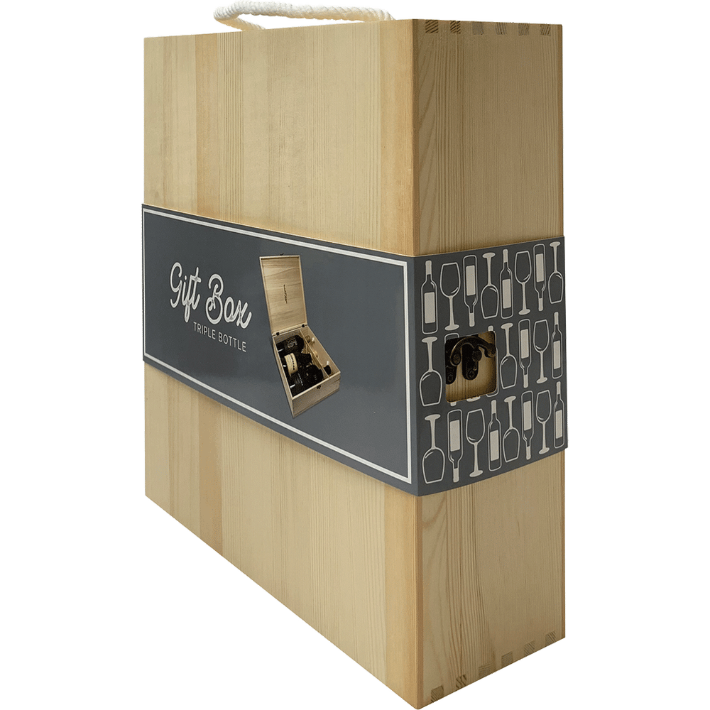 3 Bottle Pinewood Gift Box 