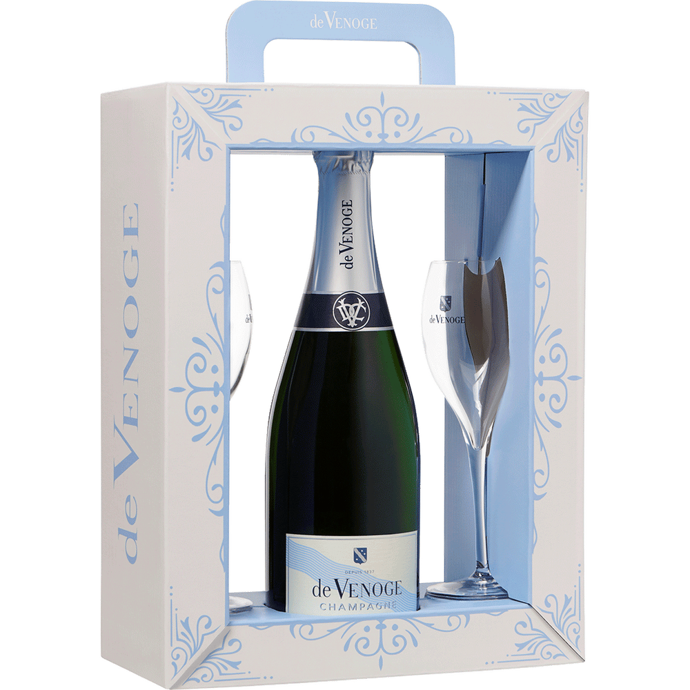 De Venoge Cordon Bleu Brut Select Gift w/ 2 Glasses 750ml