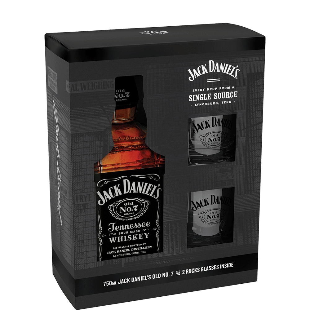 Jack Daniels Black w/ 2 glasses Gift Total Wine & More
