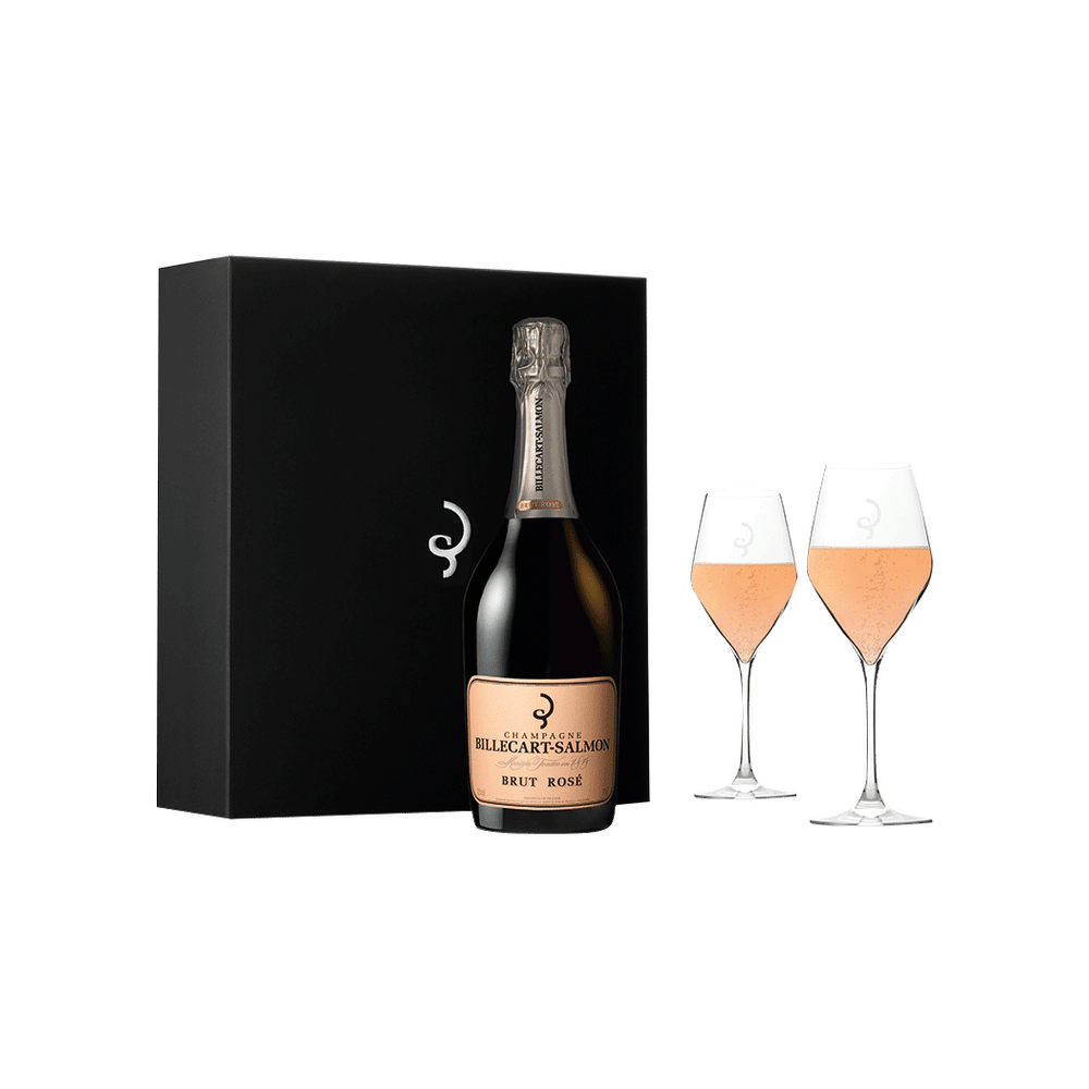 Billecart Salmon Brut Rose Champagne with 2 Glasses | Total Billecart Salmon Brut Rose Champagne with 2 Glasses | Total