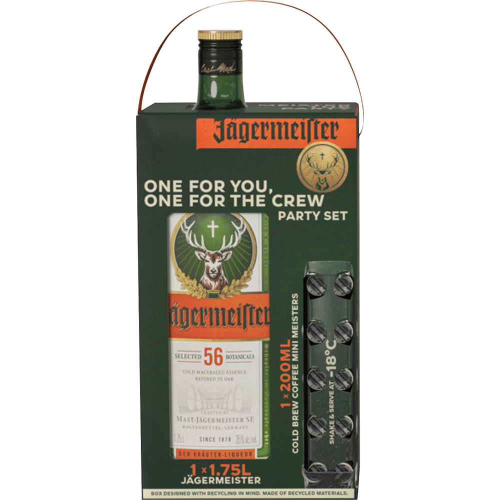 Jagermeister w/ Jagermeister Cold Brew MiniMeisters Liqueur 1.75L Gift