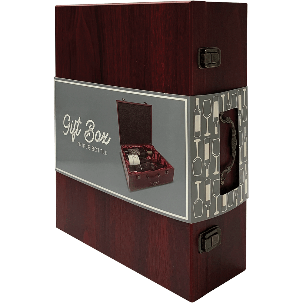 3 Bottle Dark Wood Gift Box 