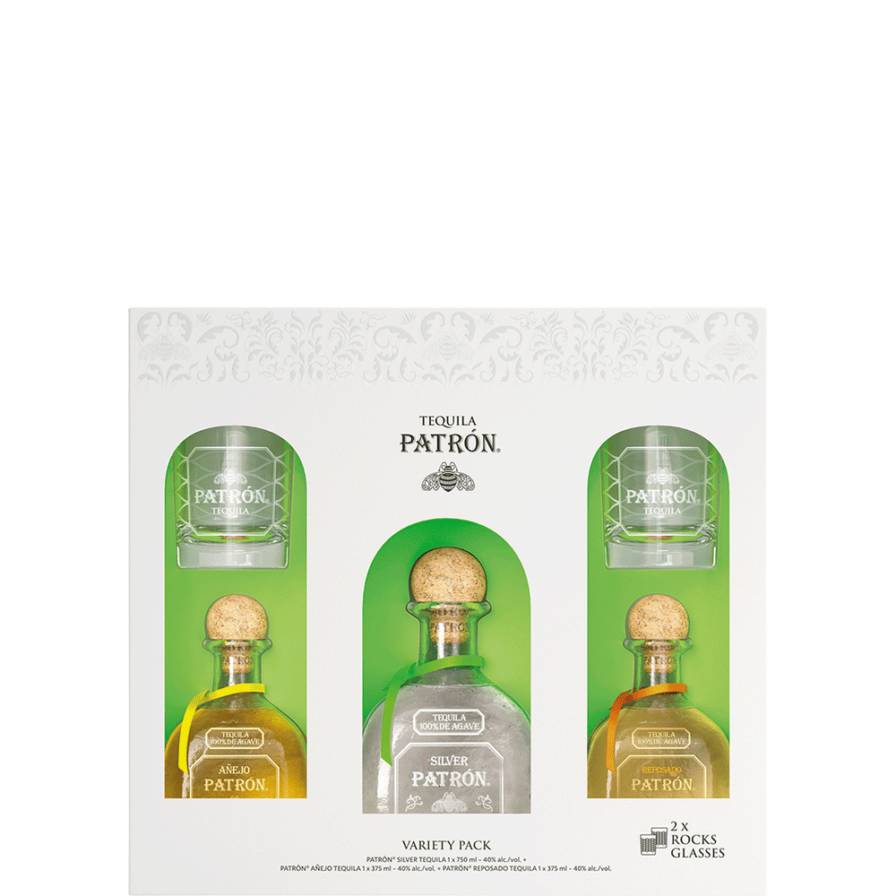 PATRÓN テキーラ テイスティングパック Patron Variety Pack with 2 Rocks Glasses | Total Wine & More