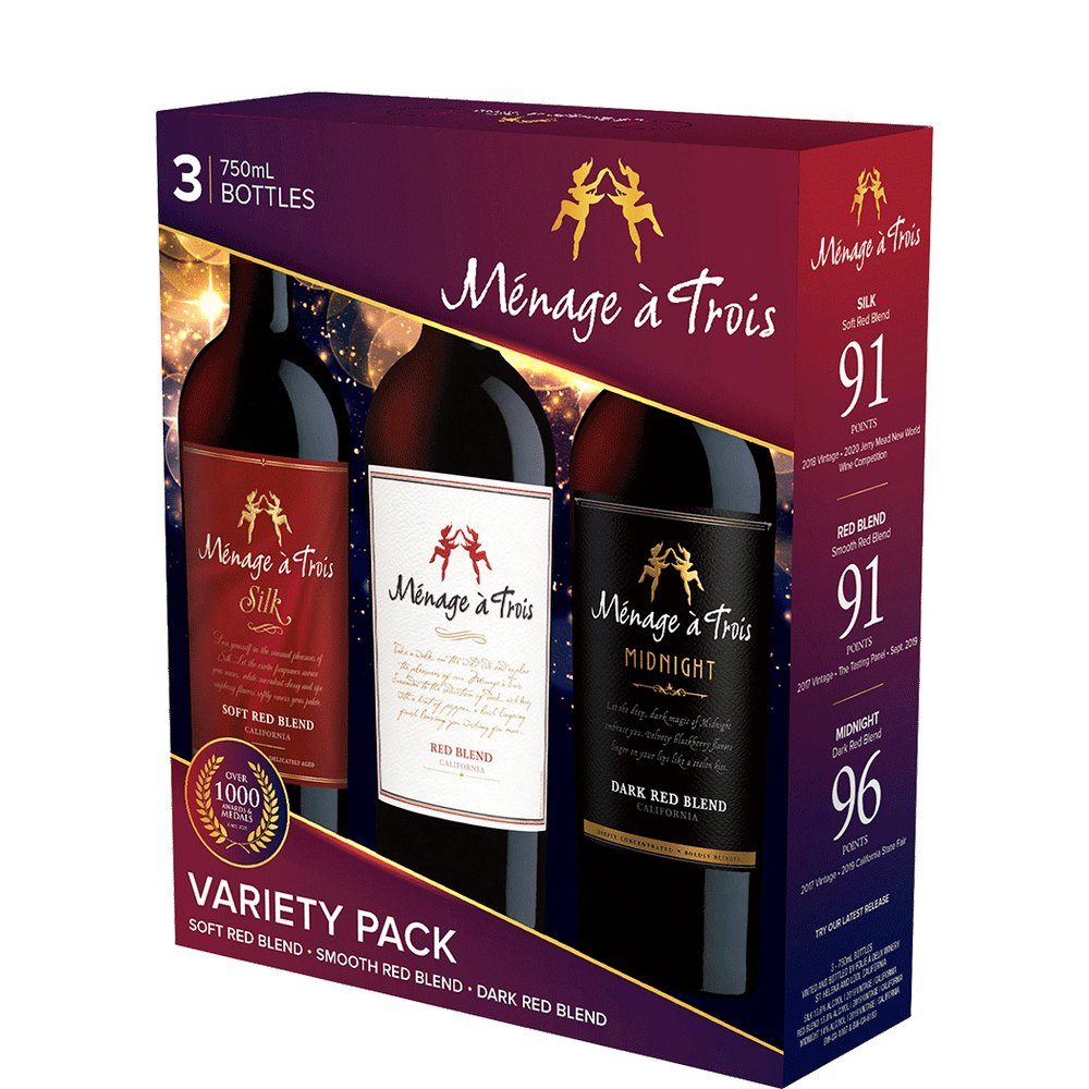 Menage a Trois Variety Pack 3-750ml bottles