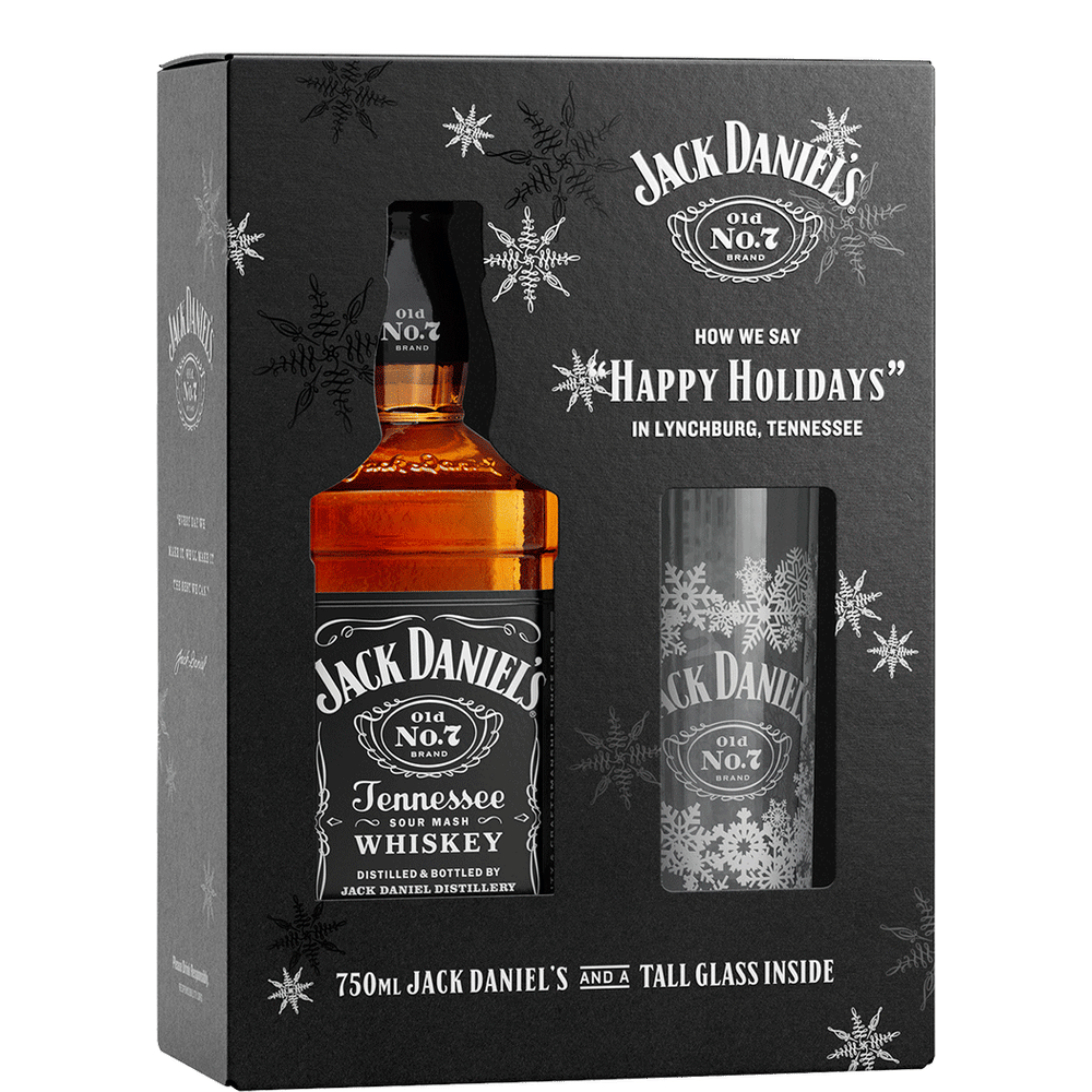 Jack Daniels Black with Collins Glass Gift 750ml Btl