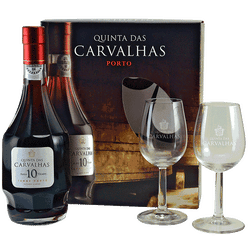 Quinta das Carvalhas 10-Year-Old Tawny Port with 2 Glasses Giftset
