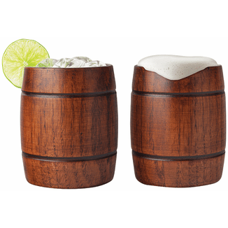 Final Touch Wood Barrel Tumblers  Set of 2
