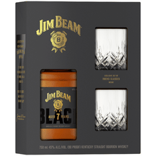 Jim Beam Black Bourbon with 2 Rock Glasses Gift Set