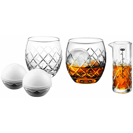 Final Touch Hand-Cut On The Rock Glass 5 Piece Set