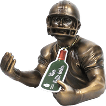 FOOTBALL PLAYER BRONZE WINE BOTTLE HOLDER