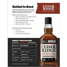 Cedar Ridge Bottled in Bond Iowa Bourbon Whiskey