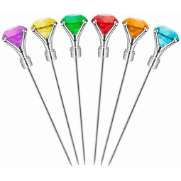 Final Touch Diamond Cocktail Picks - Multicolour - Set of 6