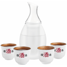 Final Touch Sake Decanter Set - Frosted White