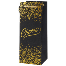 Liquor Bottle Gift Bag - Cheers Black & Gold Glitter