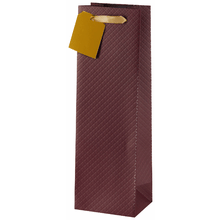 Single Bottle Gift Bag - Burgundy Quilted Faux Leather