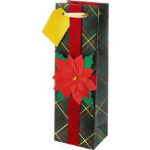 Single Bottle Gift Bag - Poinsettia