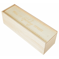 Wood Gift Box 1 Bottle PIne Holiday Spirit