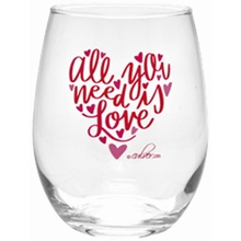 Culver All You Need Is Love 15-Ounce Stemless Wine Glass