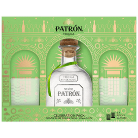 Patron Silver Tequila with 2 glasses