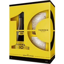 Torres 10 Brandy with Two Glasses