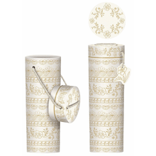 Wine Caddy - White/Gold Floral Striped Lace