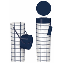 Wine Caddy - White Navy Plaid