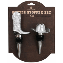 Silver Cowboy Boot & Hat Wine Stoppers S/2