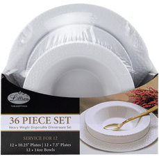Dinnerware Set for 12 - Pebbled Pearl