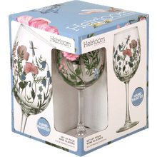 Heirloom Hand Painted Floral Wine Glasses Set of 4