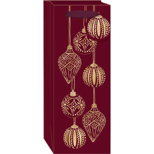 Single Bottle Gift Bag - Burgundy Ornaments