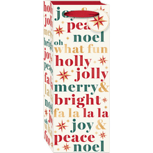 Single Bottle Gift Bag - Festive Typography