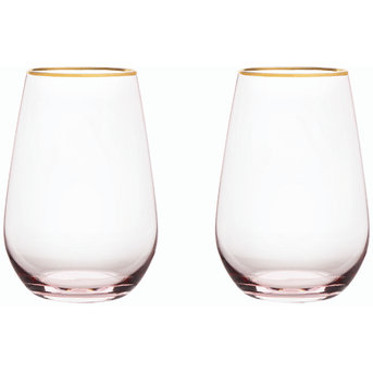 Rose Crystal Stemless Wine Set