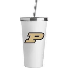 Purdue Logo White 20oz Straw Tumbler