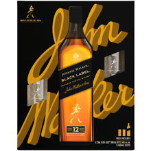 Johnnie Walker Black Blended Scotch Whisky with 2 Glasse