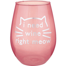 Stemless Wine - I Need Wine Right Meow