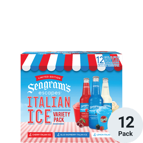 Seagrams Escapes Italian Ice Variety Pack 12pk-11oz Btls