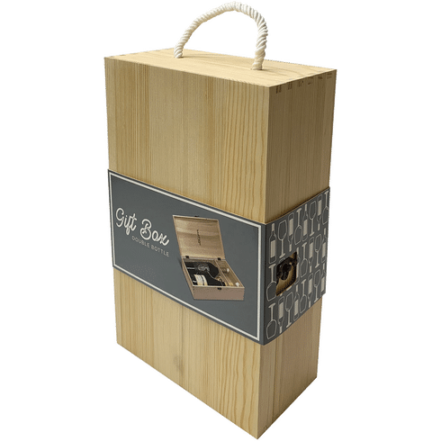 2 Bottle Pinewood Gift Box 
