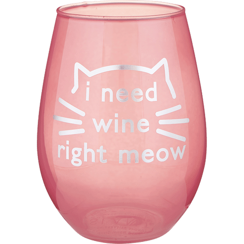 Stemless Wine - I Need Wine Right Meow 