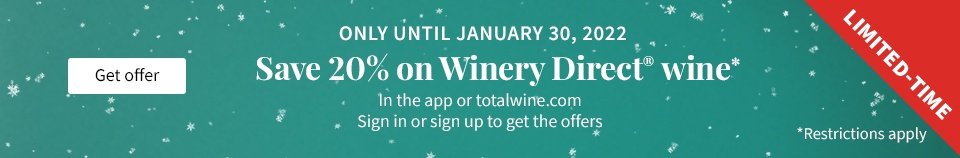 Only until January 30th, 2022. Save 20% on Winery Direct wine. Get offer.