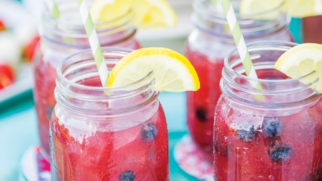 Blueberry Cocktails in Mason Jars