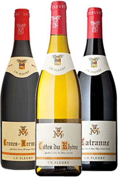 JV FLEURY COTES DU RHONE BLANC, JV FLEURY COTES DU RHONE CAIRANNE, JV FLEURY CROZES HERMITAGE