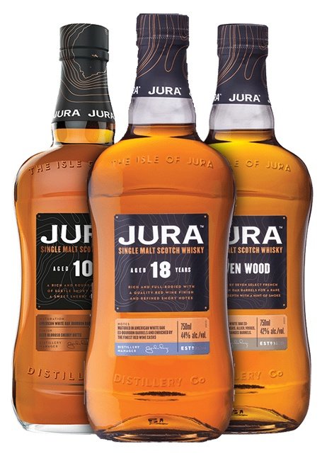 Jura Whisky bottles.